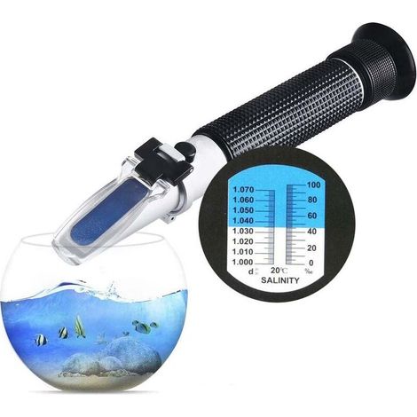 Salinity refractometer for saltwater aquariums (0–100 ppt) – Dual scale (1.0 to 1.070 SG) – Automatic temperature compensation (1/5)