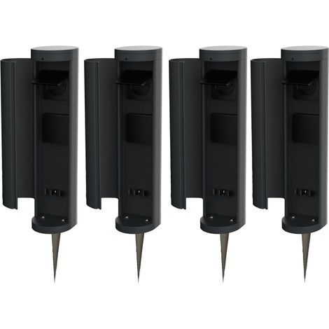 Novatool 4x tour de prises 2 voies extérieur anthracite rond avec couvercle IP44 avec piquet de terre prise extérieure prise de jardin colonne de