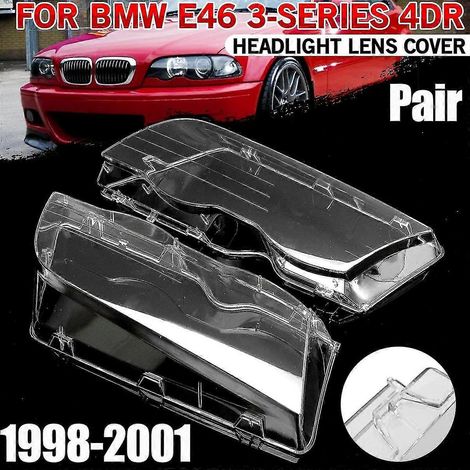 Scheinwerferabdeckung, wasserdicht, glänzend, für BMW E46 3er, 4-Türer (1998–2001), klare Scheinwerferlinse – Paar