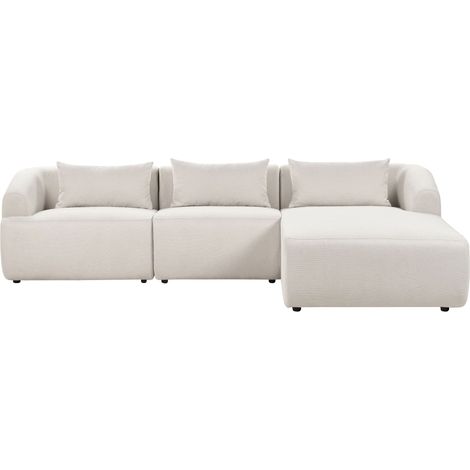 Divano moderno minimalista ad angolo sinistro Tessuto imbottito Cuscini aggiuntivi 3 posti Beige Svansele