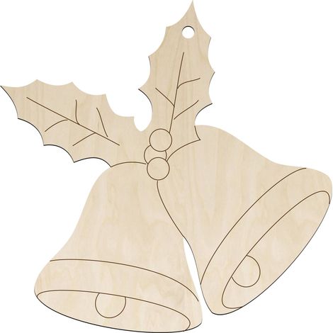 Pallina di Natale in compensato con ciondolo a forma di campanella natalizia incisa per bambini (1/4)