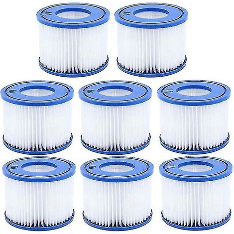 Lot de 8 filtres pour piscine, compatibles avec les cartouches de pompe de spa Bestway type VI, les filtres pour spas Lay-Z-Spa et les filtres Coleman Saluspa. (1/5)