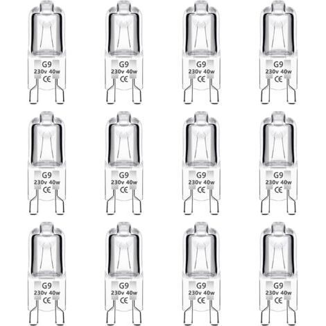 LaBlanc - 12er-Pack G9-Halogenlampen, 40 W, 230 V, dimmbar 0–100 %, 480 lm, Warmweiß 2700 K, G9-Bi-Pin-Sockel, Halogenlampe, flimmerfrei, für Ofen, Kronleuchter, Landschaftslampen, Schrankbeleuchtung