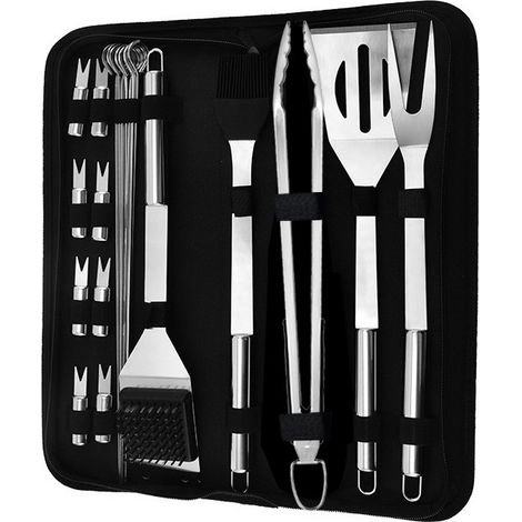 Ensemble Ustensiles Barbecue en Acier Inoxydable Professionnel 20pcs (1/5)