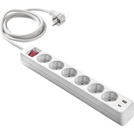Famatel Base múltiple 6T 2P+TT Con interruptor Blanco