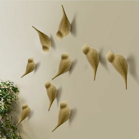 Wooden Coat Hook,Wall Hook Bird Wall Hooks Multifunctional Resin Bird Wall Hook for Hanging Coats,Towels,Wood-3Pcs(Resin),11cm