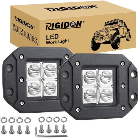 2X Rampe de Phare LED encastré, 5 Pouces 12W Feux de Travail, 6000K 12V 24V, étanche, projecteurs lumière, feu antibrouillard, phare auxiliaire, pour offroad voiture camion ATV 4x4 tracteur (1/5)