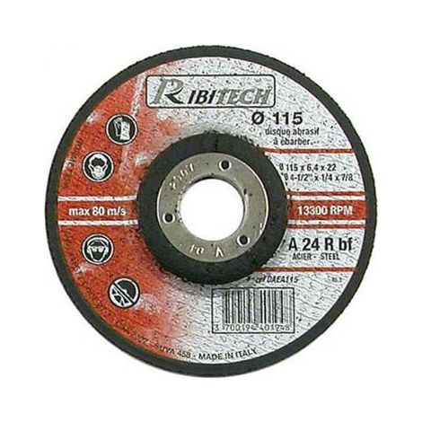 Ribitech - Disque Abrasif Ø115 Tronçonner Ebarber Acier 115X6,4X22,2 (1/2)