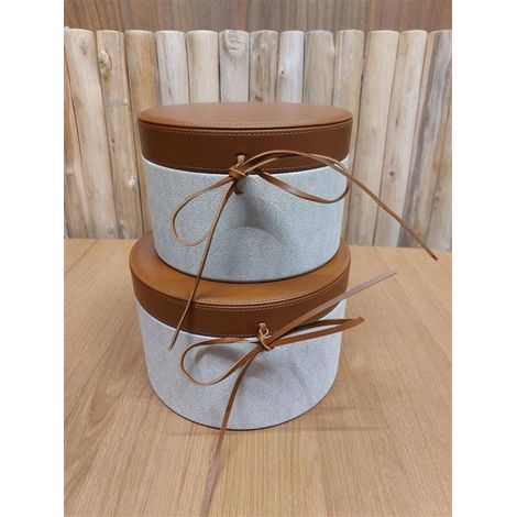 Set di 2 scatole rotonde per whisky, color beige - Atmosphera créateur d'intérieur (1/3)