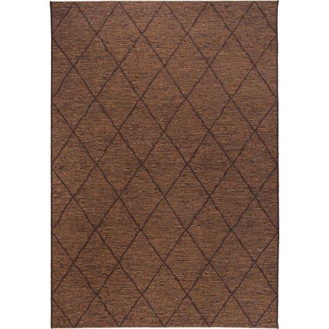 VIVARAISE - Tapis extérieur Vivaraise Allan - Motif losanges café - Polypropylène 100% - 120 x 170 cm (1/5)