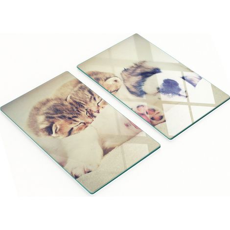 Planches décoratives multifonctionnelles de cuisine en bois dur, motifs chats et chiens, 2 x 30 x 52 cm (1/5)