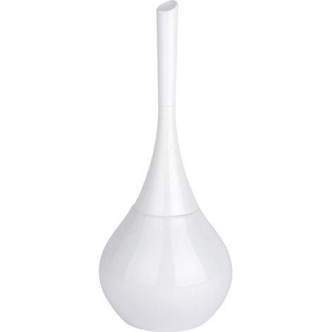 Flakon Keramik-Toilettenbürste Geschlossener Toilettenbürstenhalter Austauschbarer schwarzer Bürstenkopf Starke und flexible Bürstenfasern Keramik und Kunststoff 17 x 42,5 cm Weiß