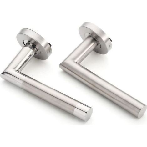 Poignée De Porte - Rosace Ronde En Inox 304 - Pour Porte Épaisseur 35 À 60 Mm - Sans Mécanisme De Verrouillage - Paire (1/5)