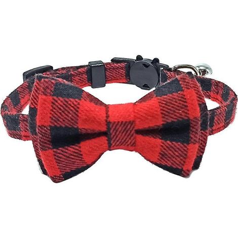 Collier pour chat à carreaux classiques et flocons de neige, boucle facile à fixer, léger et résistant, idéal au quotidien et pour les fêtes de Noël. Ajustable et sécurisé. (1/4)