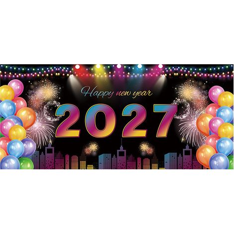 Nouvelle bannière décorative haut de gamme pour garage, thème Nouvel An 2027 - 180 x 400 cm - 14