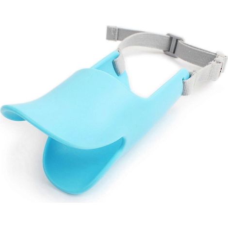 Muselière en silicone bleue M pour chien, résistante aux morsures et confortable, en forme de gueule de canard, idéale pour le dressage. (1/4)