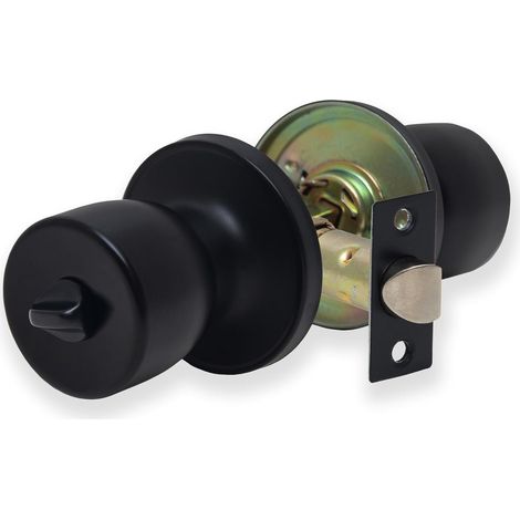 Ensemble de boutons de confidentialité noir mat, poignée de porte verrouillable pour portes intérieures de salle de bain en bois (1/5)