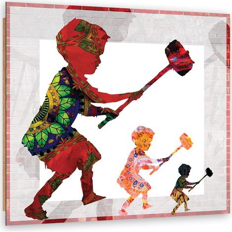 Quadro deco panel, Banksy Boy con un martello - 60x60 (1/5)