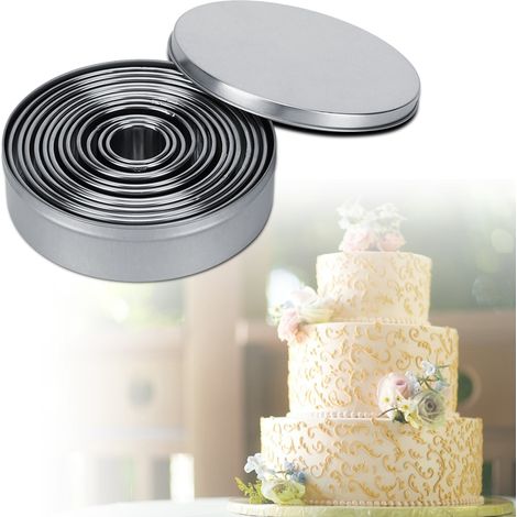 12-teiliges Set tragbarer runder Ausstechformen für Kekse, Mousse und Kuchen aus Edelstahl – Backzubehör (1/5)