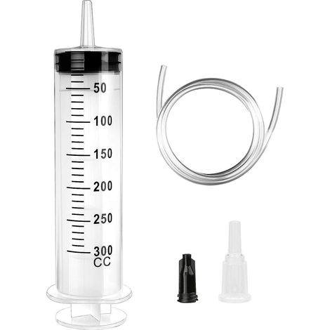 Seringue réutilisable de grande capacité (300/350/500 ml) avec cathéter, en plastique, pour laboratoire, industrie, jardinage et alimentation des animaux.