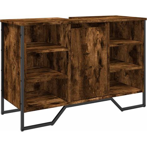Maison Exclusive - Mobile Lavabo Bagno Rovere Fumo 91x35x60 cm in Truciolato