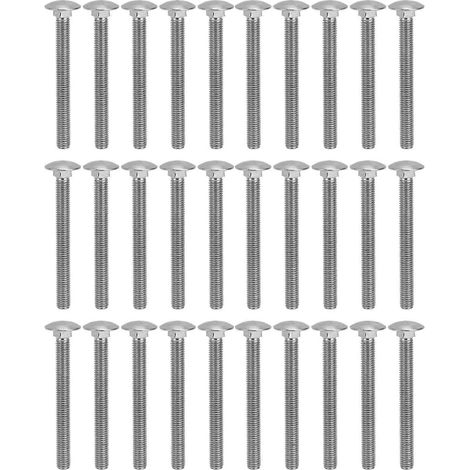 30 vis M8x1,25, acier inoxydable A2, filetage carré grossier, boulons de carrosserie DIN603M8x80 (1/4)