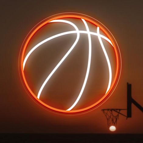 Lumière néon de basket-ball, lumière néon LED de basket-ball 3232cm, lumière néon LED à intensité variable pour décoration murale, alimentée par USB (1/5)