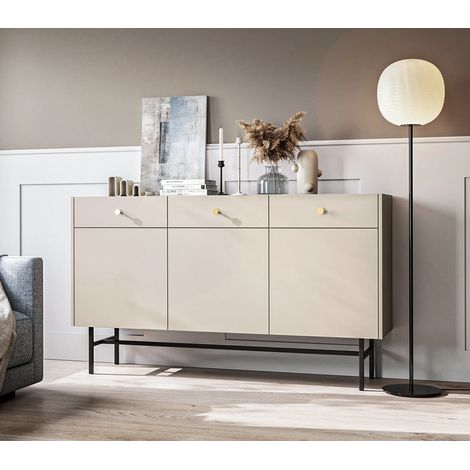 AX LIVING Kommode modern Dinley 155 cm Beige Matt mit Türen & Schubladen