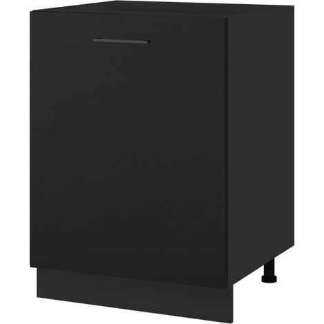 Meuble îlot de cuisine Lovia Noir Mat 1 porte L 60 cm - Porte avec poignée apparente   Black