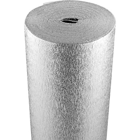 VEVOR Rotolo di Isolamento Riflettente Doppio, Barriera Radiante con Anima in Schiuma, 3,2 mm 122 x 1524 cm, Scudo Riflettente Calore in Schiuma EPE Alluminio Bifacciale, per Finestra Tetto Camper