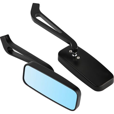 Rétroviseurs Moto Carrés 2 Pièces, Verre Bleu Anti-Éblouissement, Miroirs Latéraux Universels pour Moto Custom et Roadster (1/5)