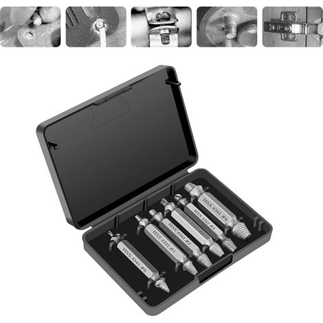 Kit de 6 extracteurs de vis endommagées HSS haute dureté à double tête pour boulons cassés, couleur argent. (1/5)