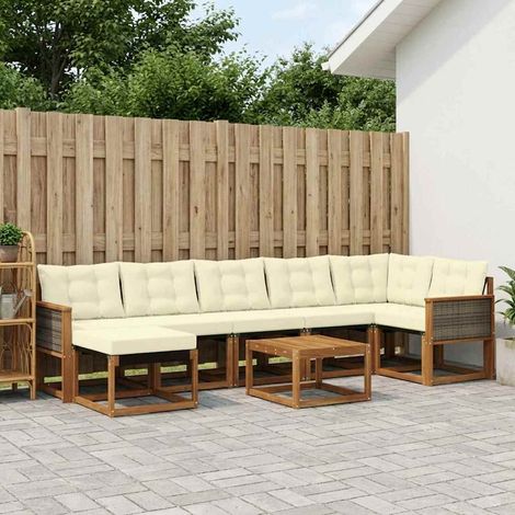vidaXL Outdoor Sofa Set with Cushion 8 pcs Natural and Cream (1/5)
