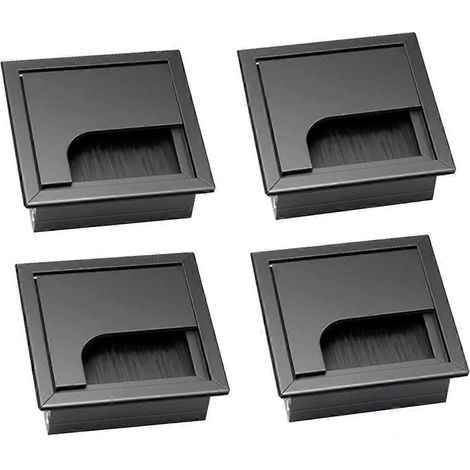 Boîte de rangement encastrée noire à 4 pièces pour la gestion des câbles de bureau (1/5)