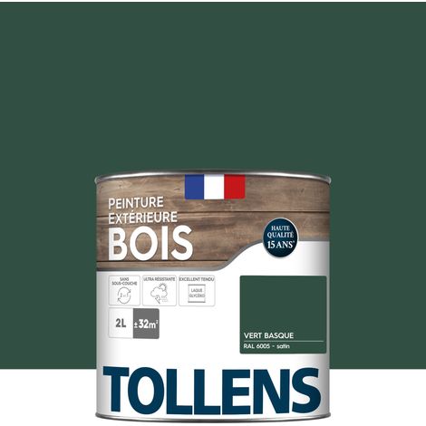 Peinture bois extérieur 2 en 1 - Ultra Résistante et économique - TOLLENS - Satin - Vert Basque - 2L=32m2 (1/5)