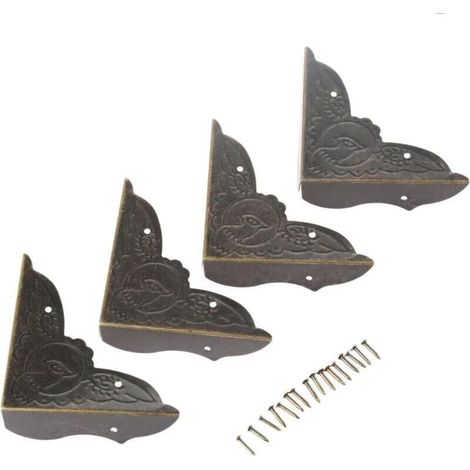 Protecteurs d'angle Protecteurs du coin Métal Déco Edge Coin Protector pour bijoux Coffre à vin Coffret cadeau Coque en bois (1/4)