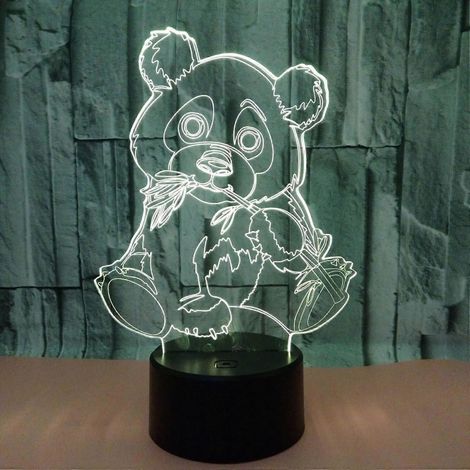 Lampe de table LED illusion 3D panda géant Qinwei, 7 couleurs changeantes, tactile, veilleuse idéale pour les enfants (1/5)