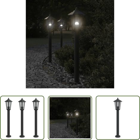 Éclairage extérieur - Lampadaires d'extérieur 3 pcs noir 80 cm acier inoxydable (1/5)