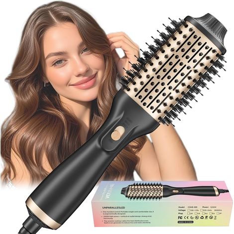 4en1 Brosse Soufflante 1200W,3 Températures,pour Types de Cheveux  One-Step Ions Chauffante Sèche-Cheveux,Brosse Seche Cheveux,Chauffante Brosse Coiffante Brushing Express Anti-Frisottis (1/5)