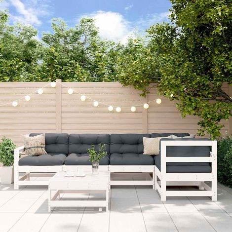 vidaXL Salon de jardin 6 pcs Blanc Bois de pin massif (1/5)