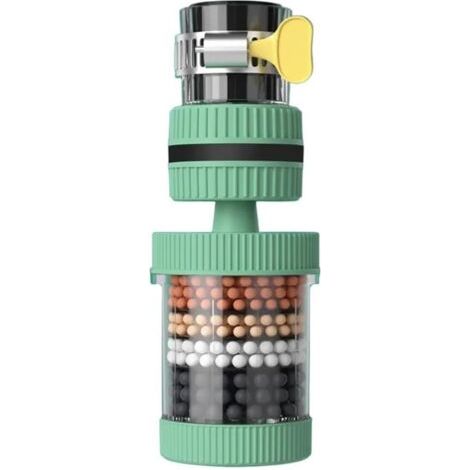 6-lagiger Wasserhahnfilter – herausnehmbar und leicht zu reinigen, 360° drehbar, kompatibel mit den meisten Wasserhähnen – 1 Stück, grün (1/4)