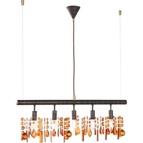 Hänge Leuchte Kristall Decken Lampe Bernstein Pendel Ess Zimmer Beleuchtung WOFI 7320.05.05.6000 (1/2)