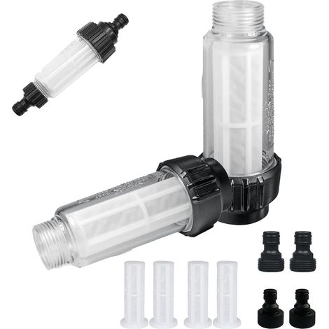 Morlight 2 Filtre à Eau pour Tuyau d'arrosag, 3/4 inch Water Prefilter, Filtre Tuyau Arrosage, avec 4 Cartouches et 4 adaptateurs Rapides pour Nettoyeur Haute Pression, Pompe de Jardin (1/5)