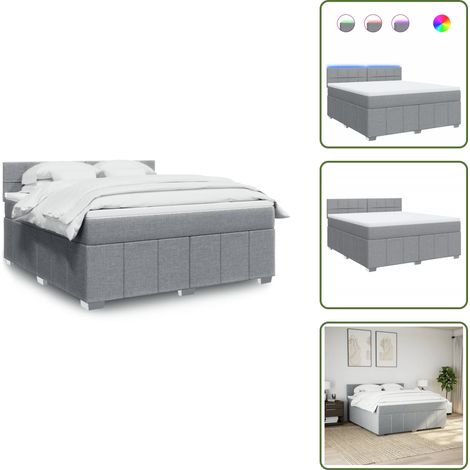 Sommier à lattes de lit avec matelas Gris clair 180x200cm Tissu - Sommier À Lattes De Lit - Sommiers À Lattes De Lit - Lit - Meuble De Chambre À Coucher (1/5)