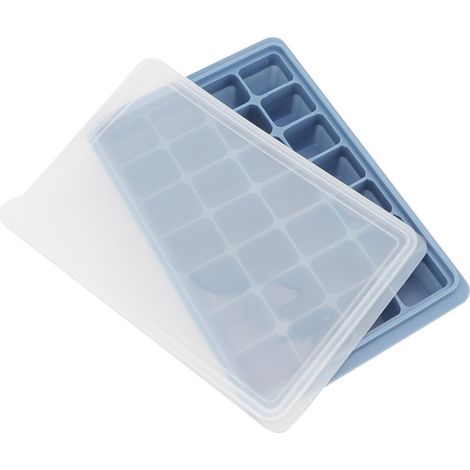 28Grids DIY Silikon-Eiswürfelform, Gefrier-, Pudding- und Schokoladenform mit Deckel, Blau (1/5)