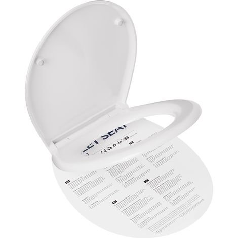 Anycee Max Sedile WC, Copriwater universale con Chiusura Ammortizzato e Sgancio Rapido, Coprivaso doppio strato e spesso, Antibatterico, Forma O Bianco