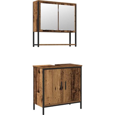 Maison Exclusive - Badezimmermöbel-Set mit Regal mit Tür 2 pcs Br