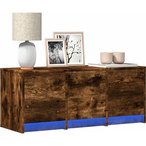 TV-Schrank LED Räuchereiche 97x34x40 cm Holzwerkstoff (1/5)