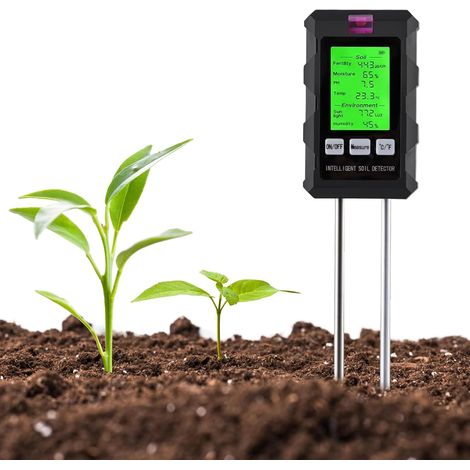 Analizzatore del terreno 6 in 1, adatto per misurare pH, fertilità, temperatura, luce, umidità del suolo e umidità ambientale strumento di misurazione ideale per terreni da giardino, prati, serre e pi