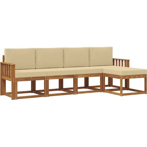 Ensemble de canapés d'extérieur 5 pcs Salon de jardin Naturel et Beige (1/5)